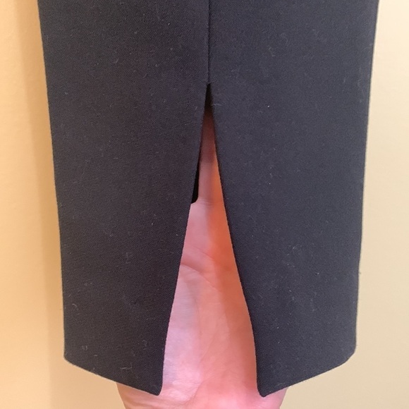 Theory | Classic Black Wool Blend Side Zip Stretch Notched Hem Pants Trousers 8 - Picture 13 of 14